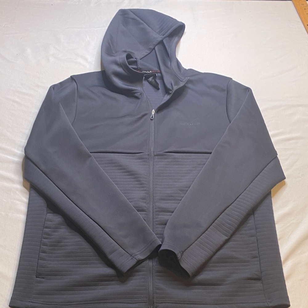 Spyder Active Charcoal Gray‎ Performance Full Zip Hooded Jacket-NWOT